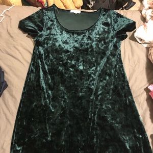 Emerald green velvet dress